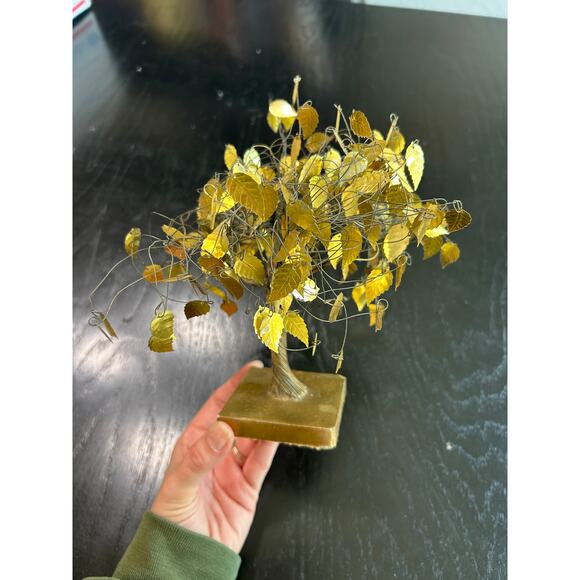 Copper Wire Gold Leaf Tree Decor - table top shelf decor- some wear- whimsy - Picture 8 of 8
